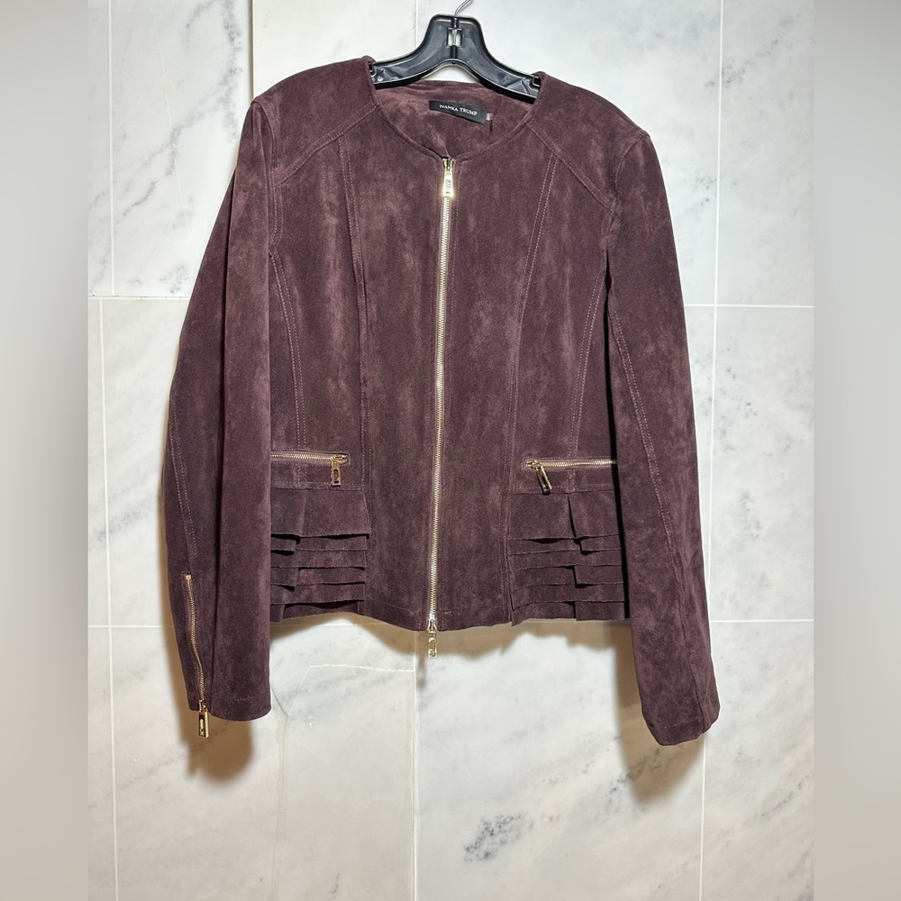 Ivanka Trump  Full Zip Blazer Faux Suede jacket size L - Picture 4 of 14